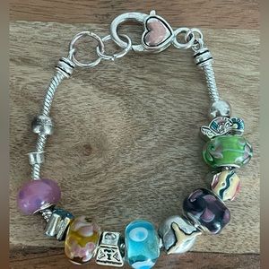 Silver Euro bead Texas desert southwest charm bracelet